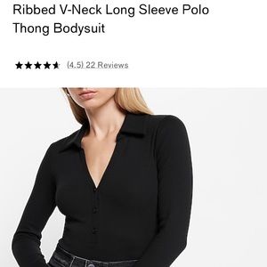Ribbed V-Neck Long Sleeve Polo
Thong Bodysuit
